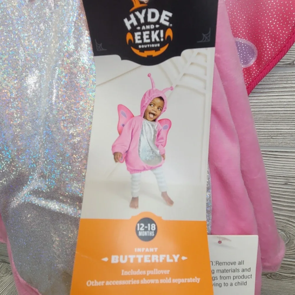 Hyde & EEK! Infant Butterfly Costume 12-18 Months Pink Silver Wings‎ Halloween